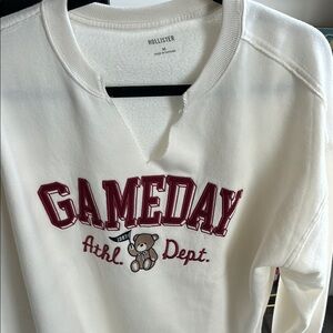 Hollister Red and White Crew Neck Sweater